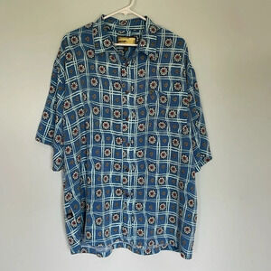 First Down Southern Rim Korea Asian Men’s short sleeved button down shirt XL